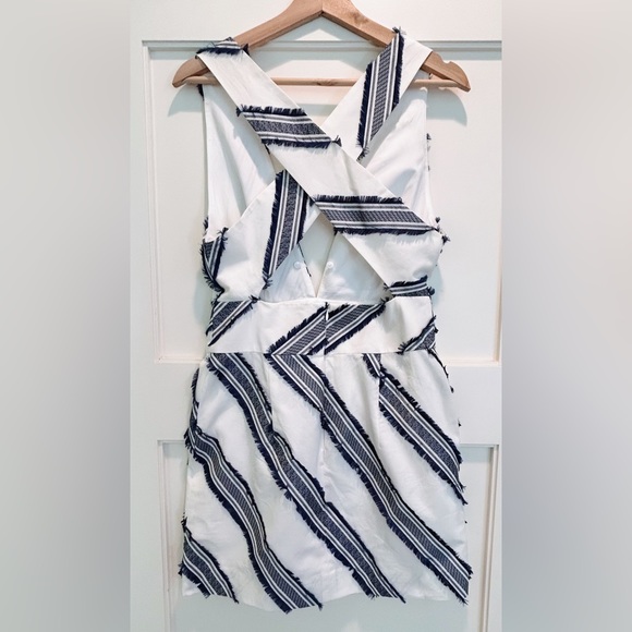 NWT Milly Navy and White Cross Back Striped Mini Dress, Size 6 - Picture 2 of 9